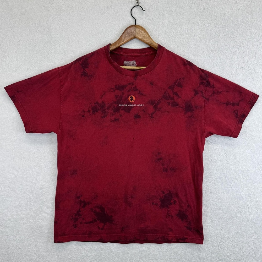 Naruto Shippuden Primitive Itachi Shirt Mens Large‎ Red Tie Dye Anime Graphic